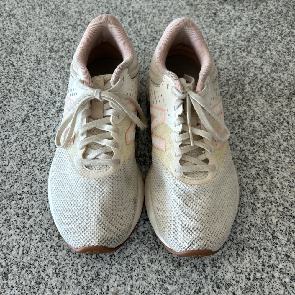 Pink and White New Balance Sneakers